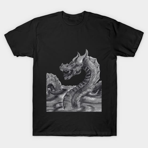 Black and White Dragon T-Shirt by MGRCLimon